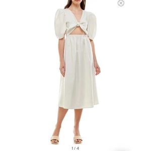 WAYF Peggy Cutout Puff Sleeve Midi Dress Xlarge